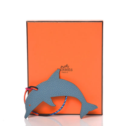 Hermes Epsom Togo Petit H Dolphin Bag Charm Gold Cobalt 4 of 4