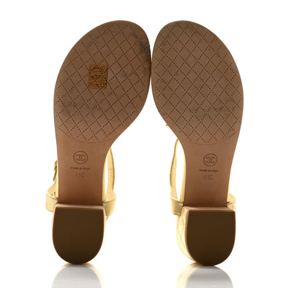 Chanel Goatskin Fantasy CC Pearl Thong Sandals 41 Gold 5 of 11