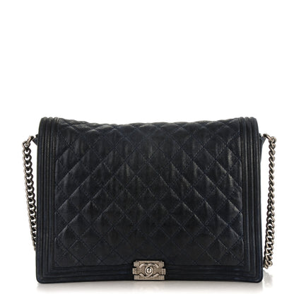 Chanel Goatskin Quilted Large Gentle Boy Flap Navy 1 of 8