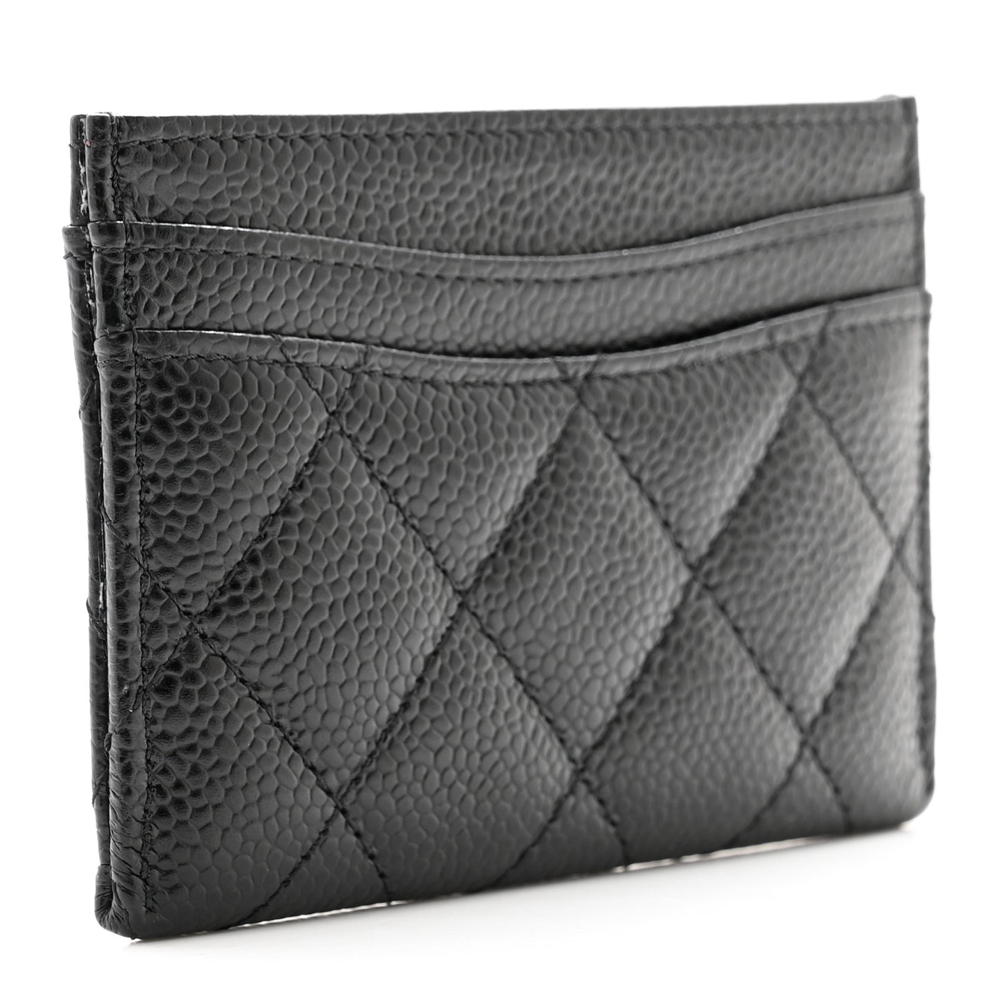 Caviar Quilted Card Holder Black