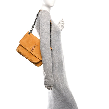 Saint Laurent Suede Monogram Medium Niki Chain Satchel Cheddar 2 of 12