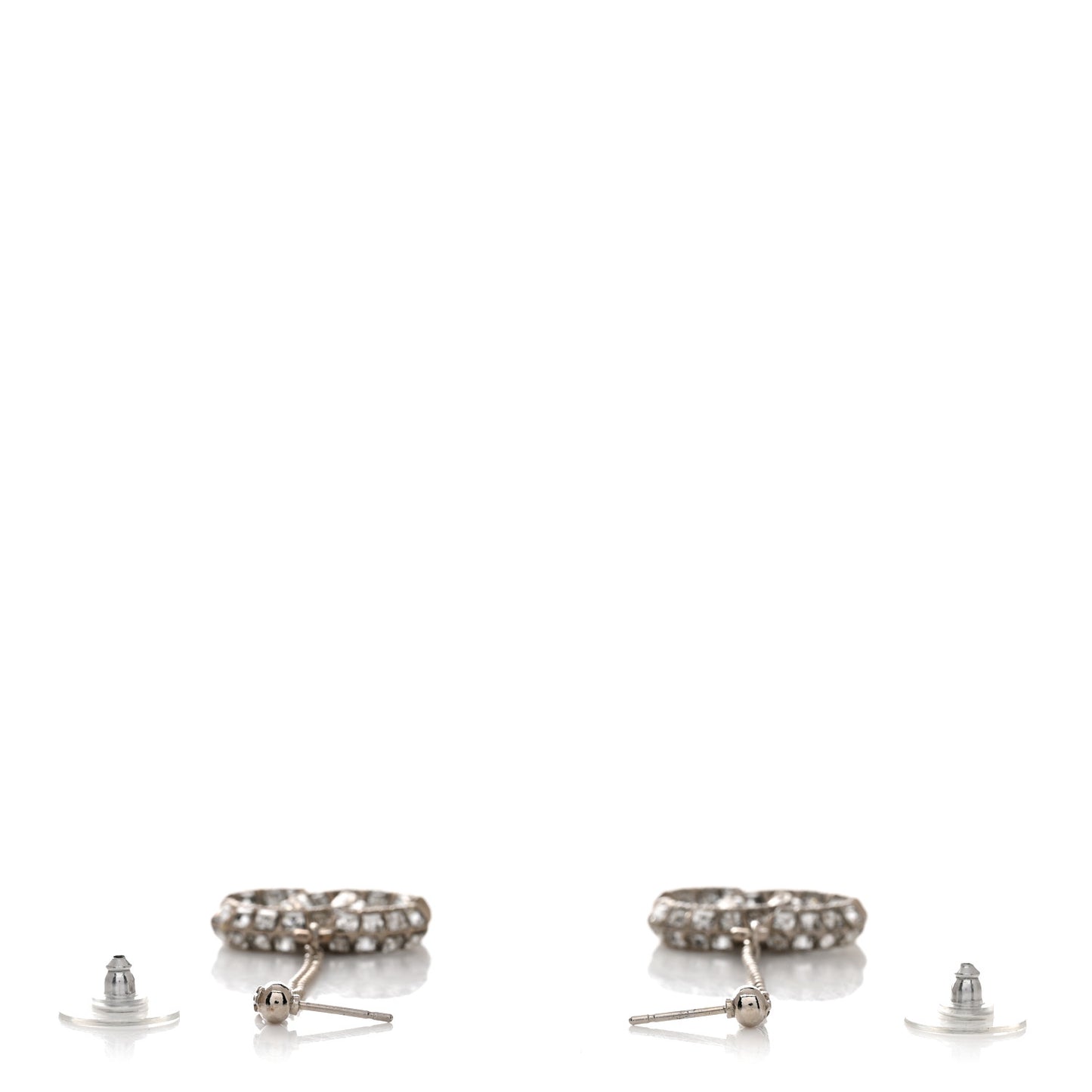Baguette Crystal CC Drop Earrings Silver