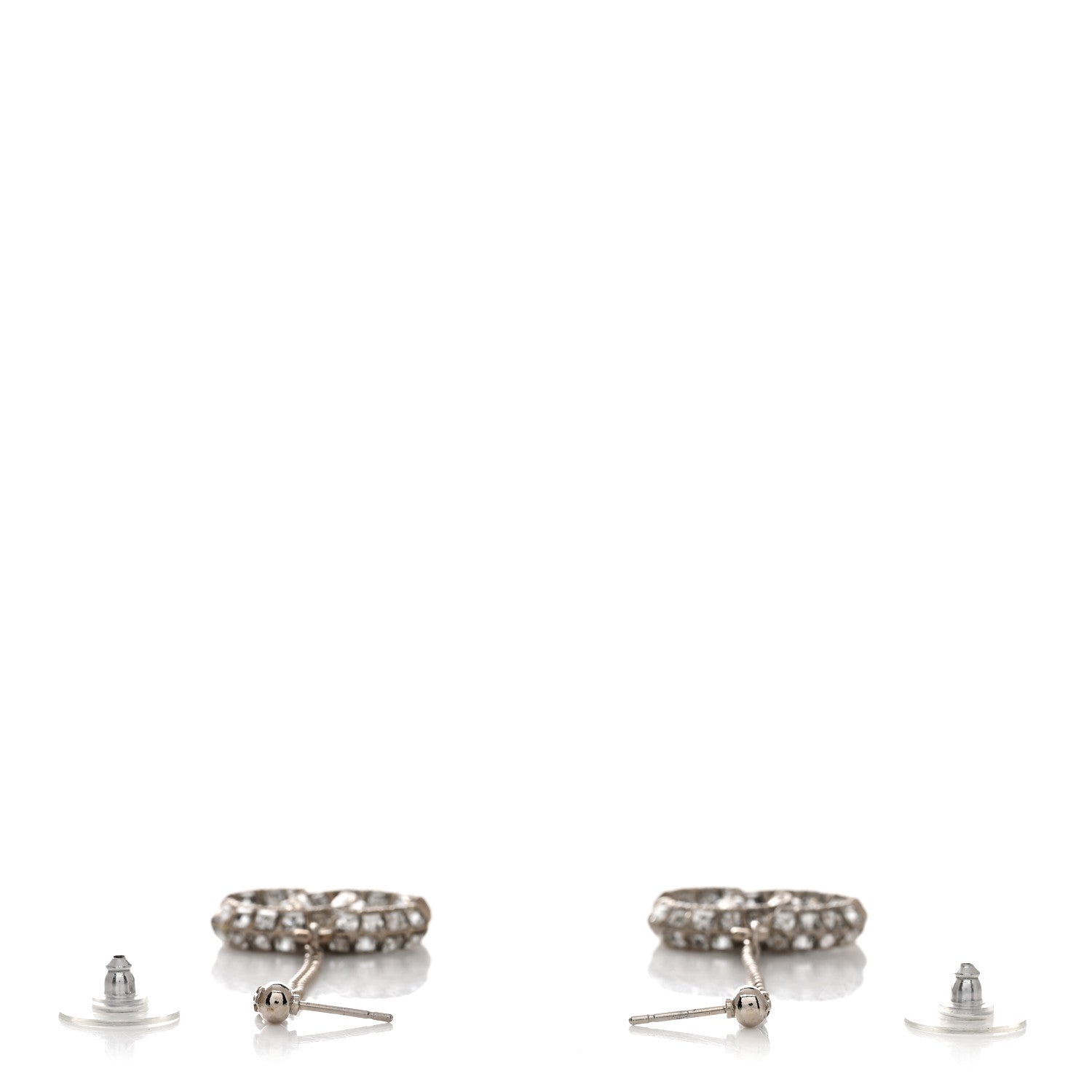 Chanel Baguette Crystal CC Drop Earrings Silver 3 of 3