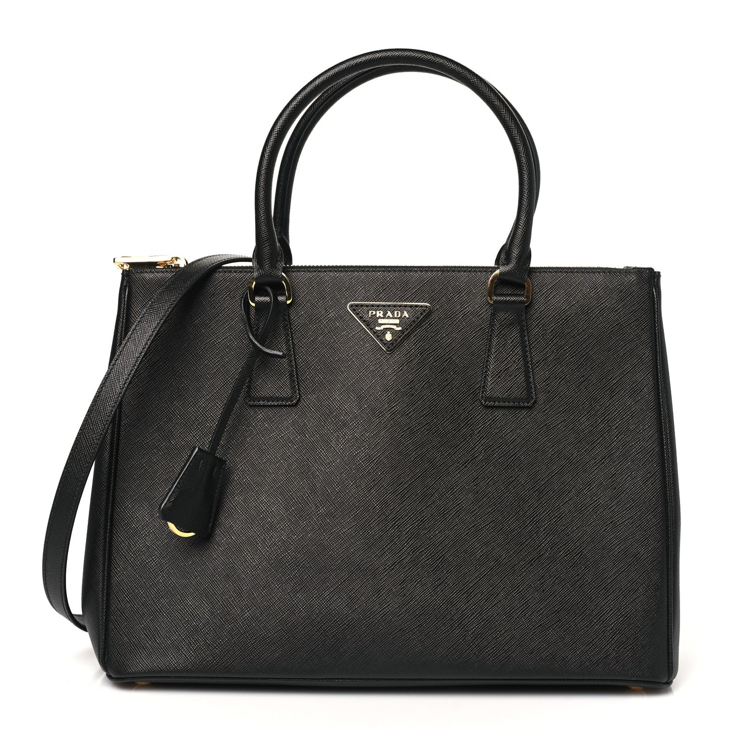 Saffiano Lux Large Galleria Double Zip Tote Black