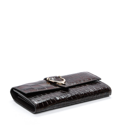 Gucci Crocodile Stirrup Continental Wallet Brown 4 of 9