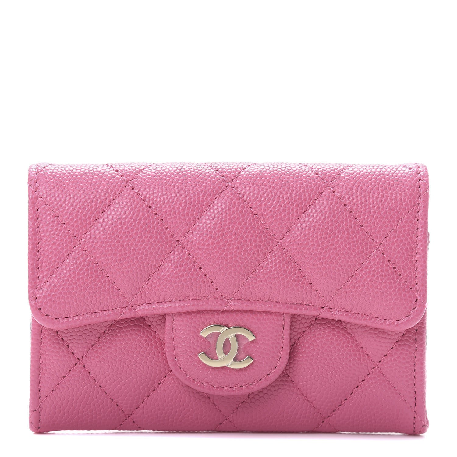 Chanel Caviar Quilted Flap Card Holder Wallet Pink 1 of 9