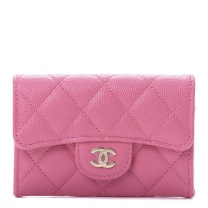 Chanel Caviar Quilted Flap Card Holder Wallet Pink 1 of 9