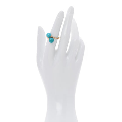David Yurman 18K Yellow Gold Turquoise 8mm Solari Bypass Ring 52 6 2 of 5