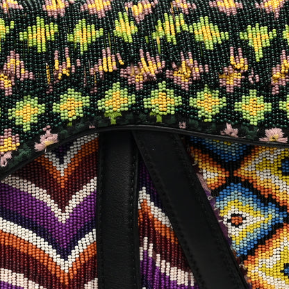 Christian Dior Embroidered Fringe Beaded Medium Saddle Bag Green Multicolor 8 of 10