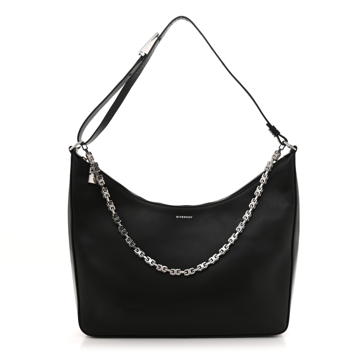 Smooth Calfskin Medium Moon Cut Out Shoulder Bag Black