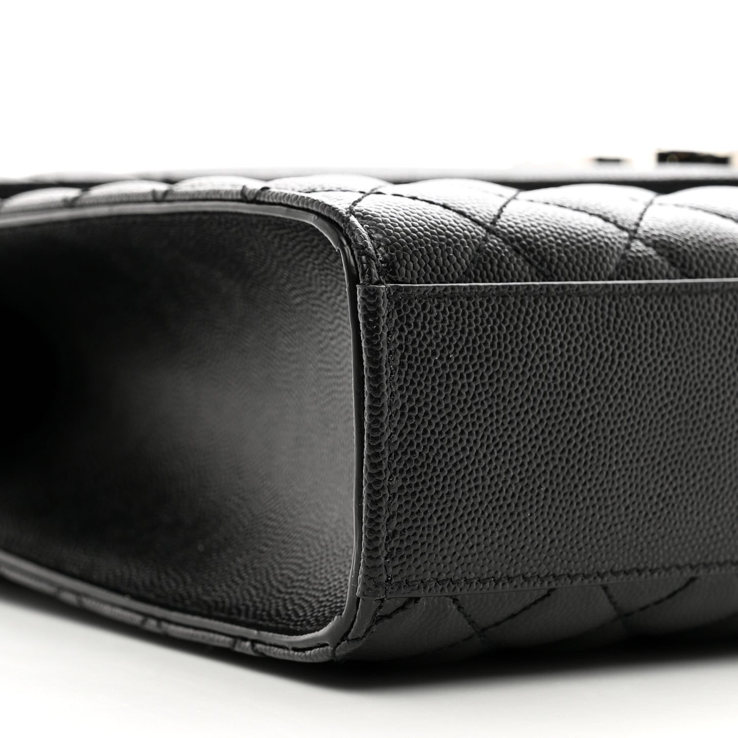 Grain De Poudre Textured Mixed Matelasse Large Triquilt Monogram Satchel Black