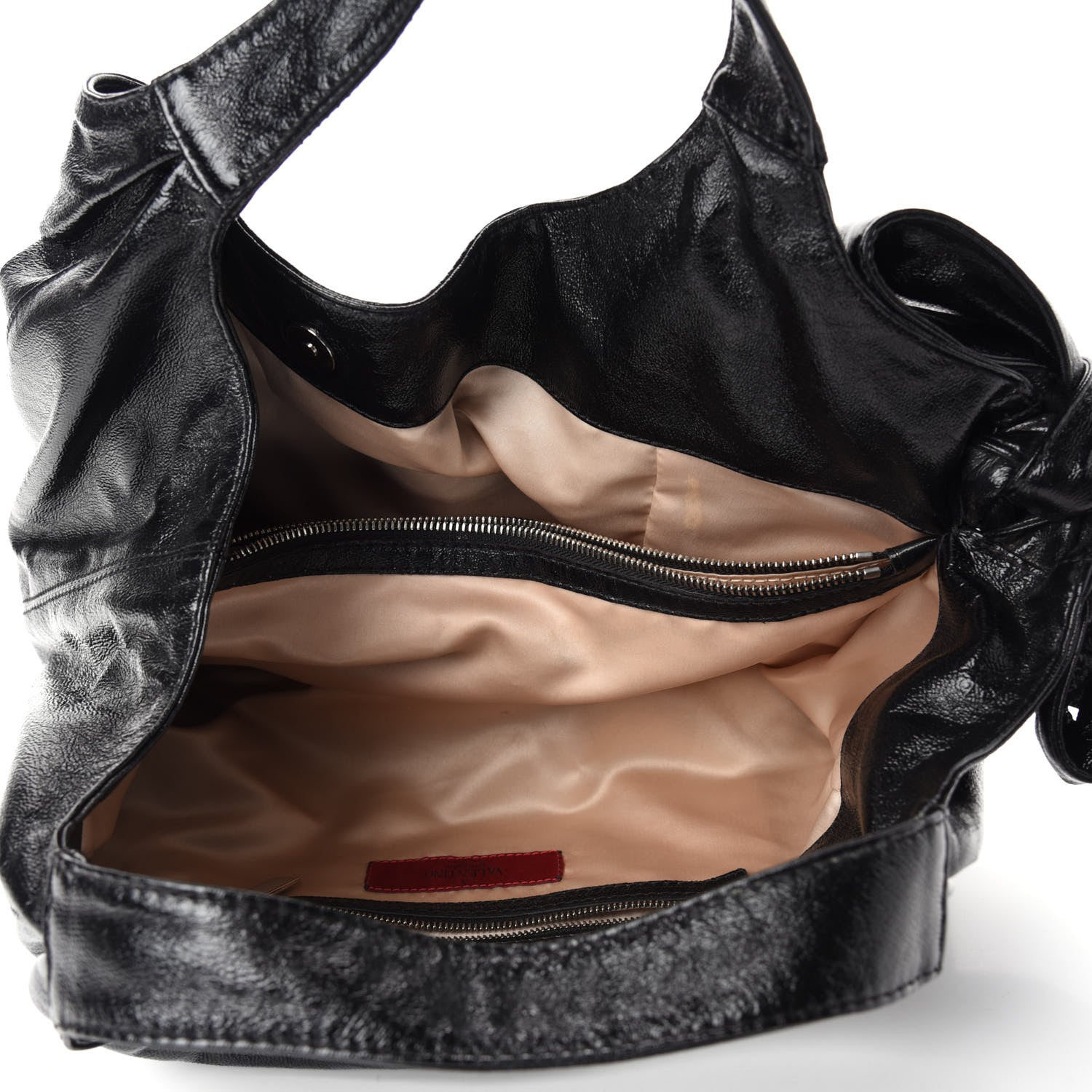 Valentino Garavani Crinkled Canvas Small Nuage Bow Hobo Black 5 of 10