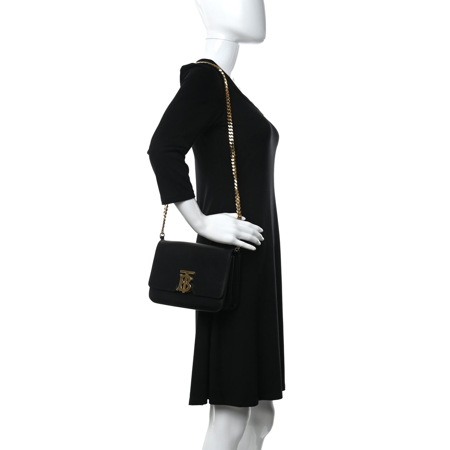 Smooth Calfskin Small TB Flap Bag Black