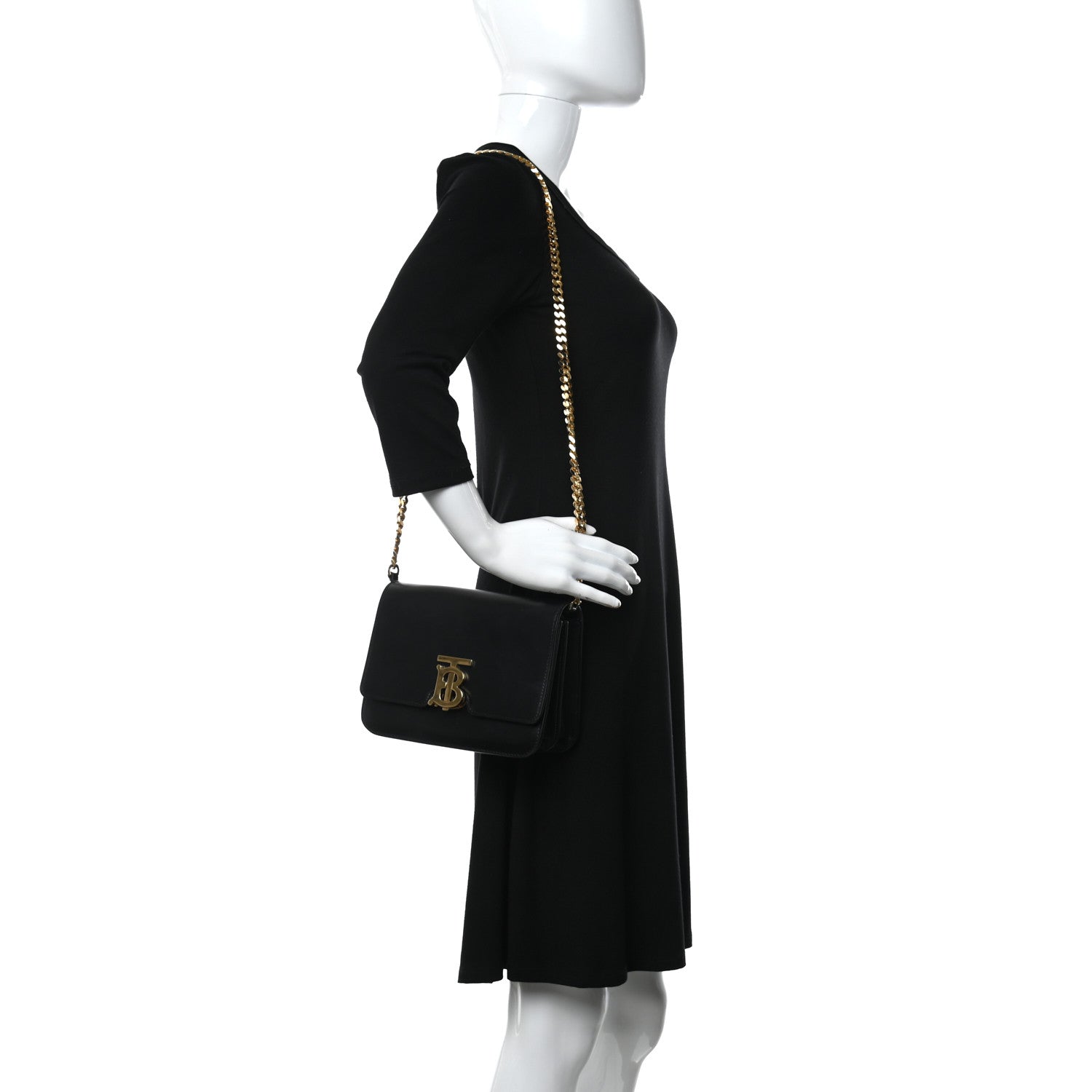 Burberry Smooth Calfskin Small TB Flap Bag Black 3 of 10