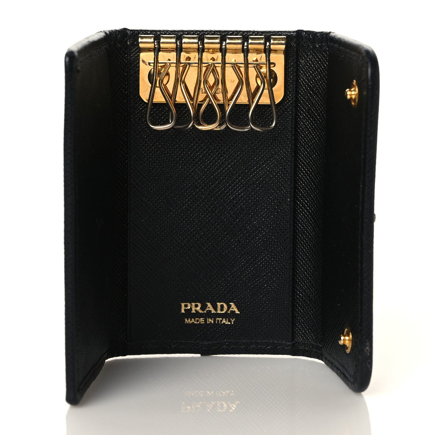 Tessuto Nylon Saffiano 6 Key Holder Black