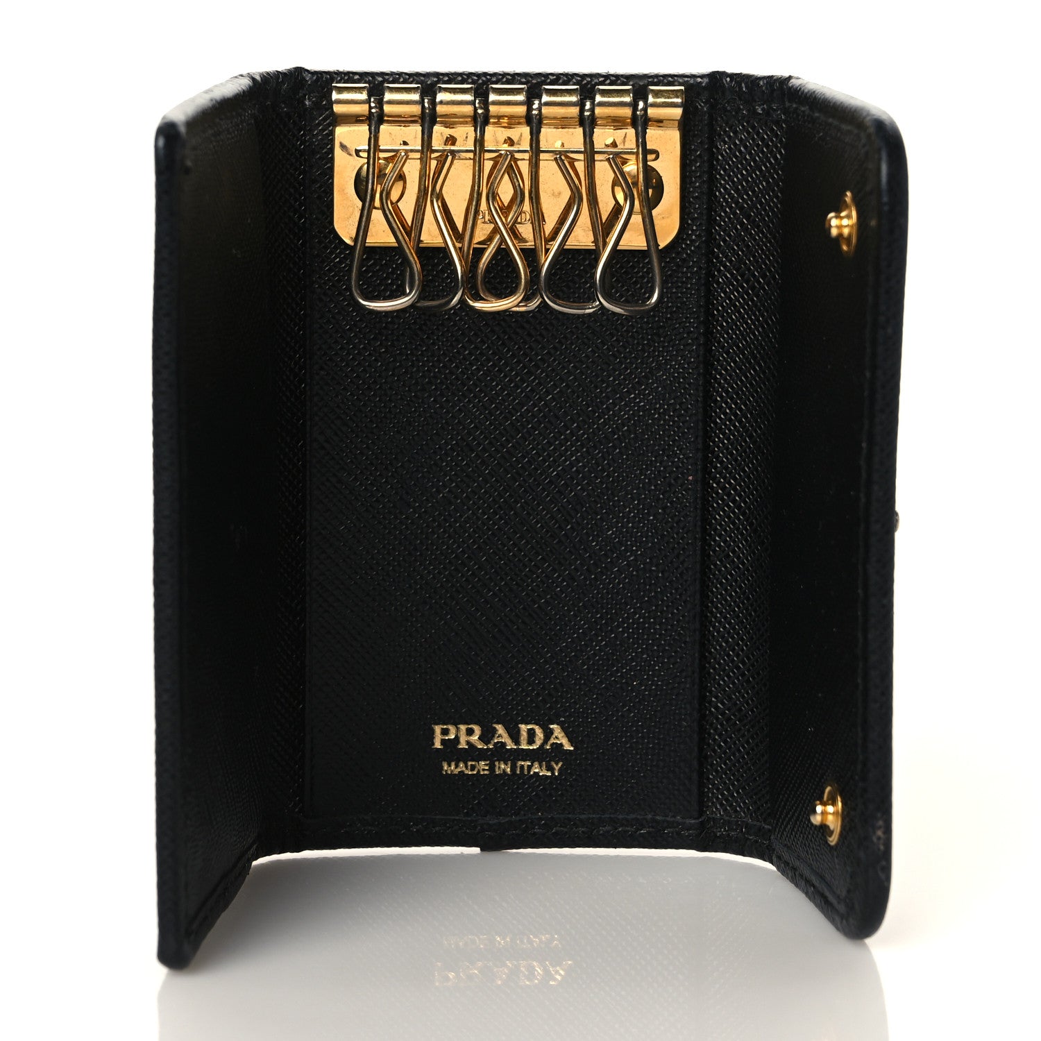 Prada Tessuto Nylon Saffiano 6 Key Holder Black 5 of 10