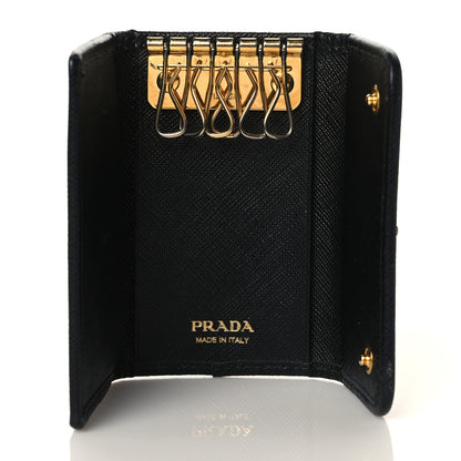 Prada Tessuto Nylon Saffiano 6 Key Holder Black 5 of 10
