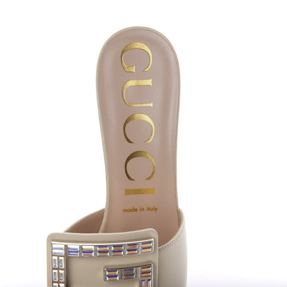 Gucci Malaga Kid Crystal Square G Madelyn Mules 40 Vintage White 7 of 10