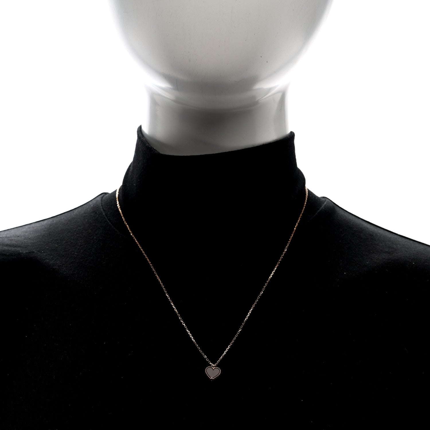 Van Cleef & Arpels 18k Rose Gold Carnelian Sweet Alhambra Heart Pendant Necklace 2 of 5