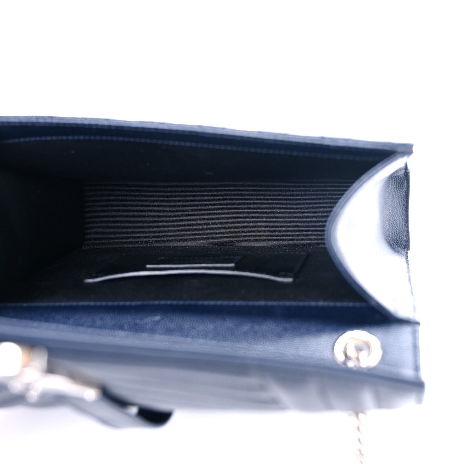 Saint Laurent Grain De Poudre Textured Mixed Matelasse Triquilt Medium Monogram Satchel Deep Marine 4 of 11