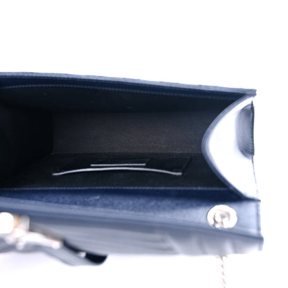 Saint Laurent Grain De Poudre Textured Mixed Matelasse Triquilt Medium Monogram Satchel Deep Marine 4 of 11
