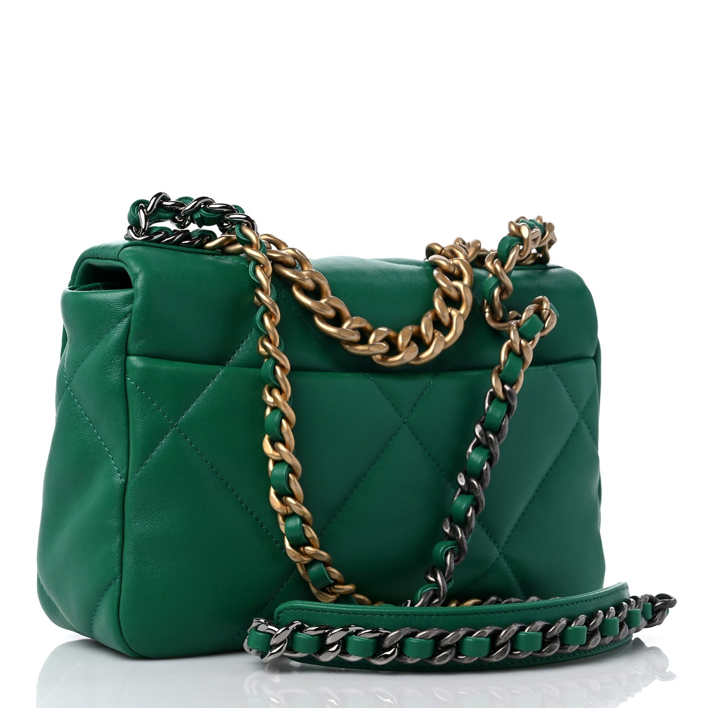 Lambskin Quilted Medium Chanel 19 Flap Green