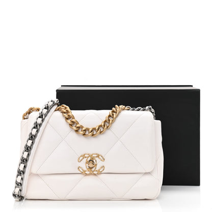 Chanel Lambskin Quilted Medium Chanel 19 Flap White 12 of 12