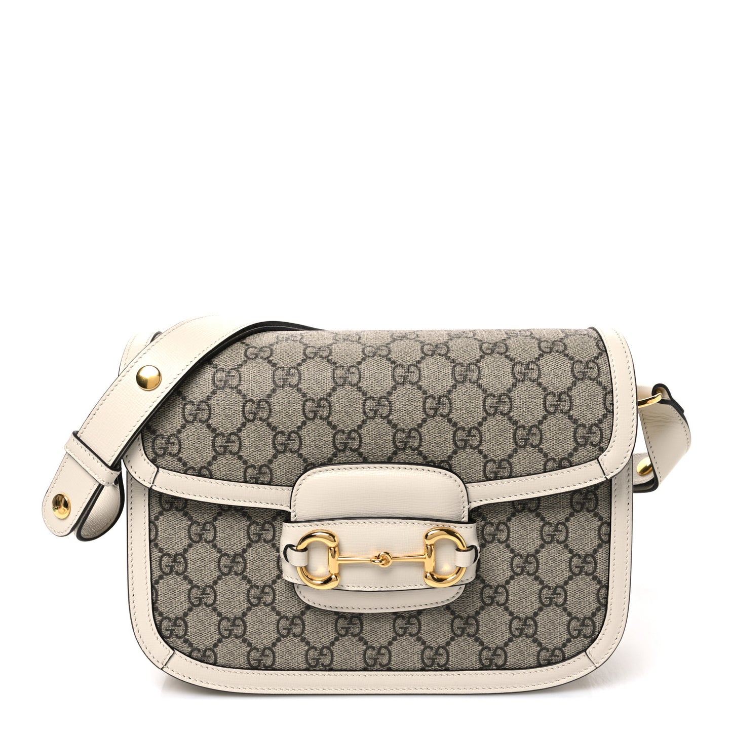 GG Supreme Monogram Horsebit 1955 Shoulder Bag Beige Mystic White