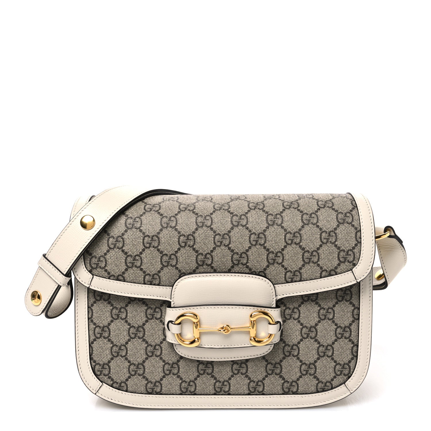 Gucci GG Supreme Monogram Horsebit 1955 Shoulder Bag Beige Mystic White 1 of 10