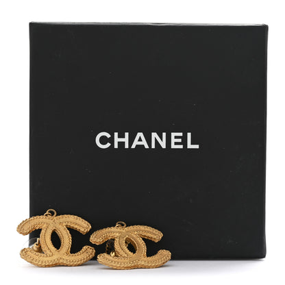 Chanel CC Drop Earrings Matte Gold 6 of 6