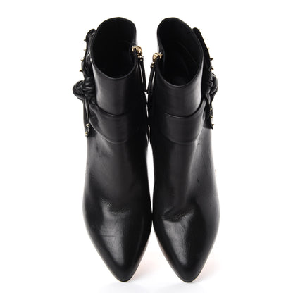 Valentino Garavani Calfskin Rockstud Bow Embellished Ankle Booties 37.5 Black 5 of 10