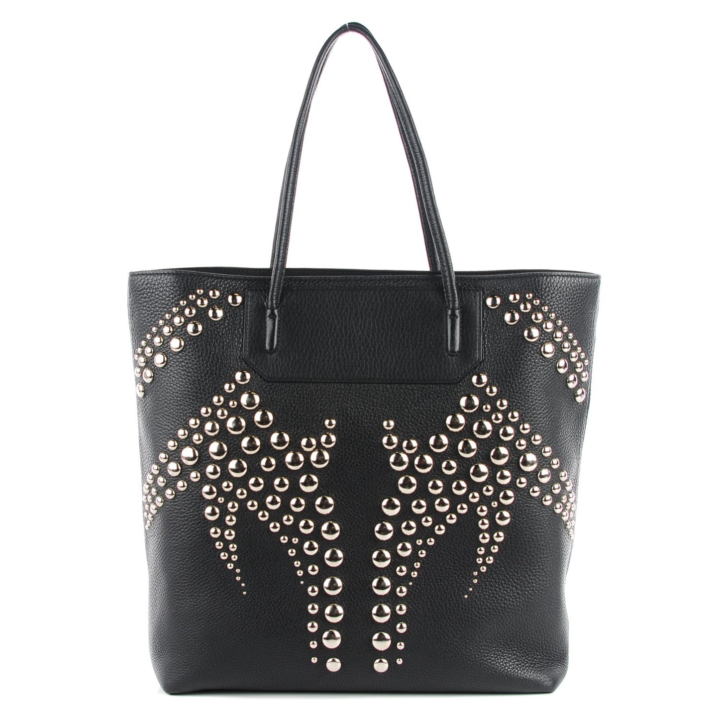 Pebbled Calfskin Studded Prisma Tote Black