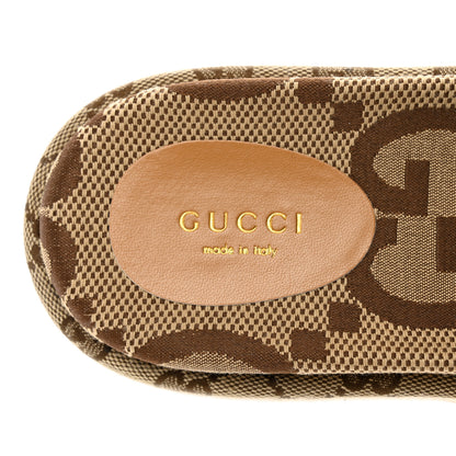 Gucci Monogram Maxi GG Angelina Platform 55mm Slide Sandals 39 Camel Ebony 7 of 9