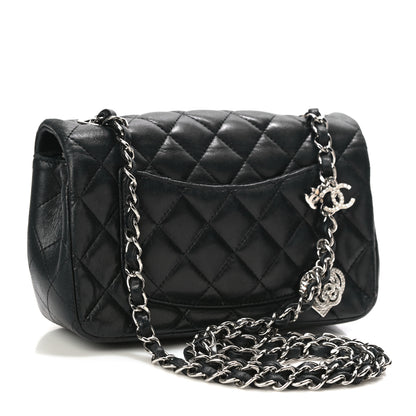 Chanel Lambskin Quilted Valentine Charms Mini Rectangular Flap Black 3 of 22