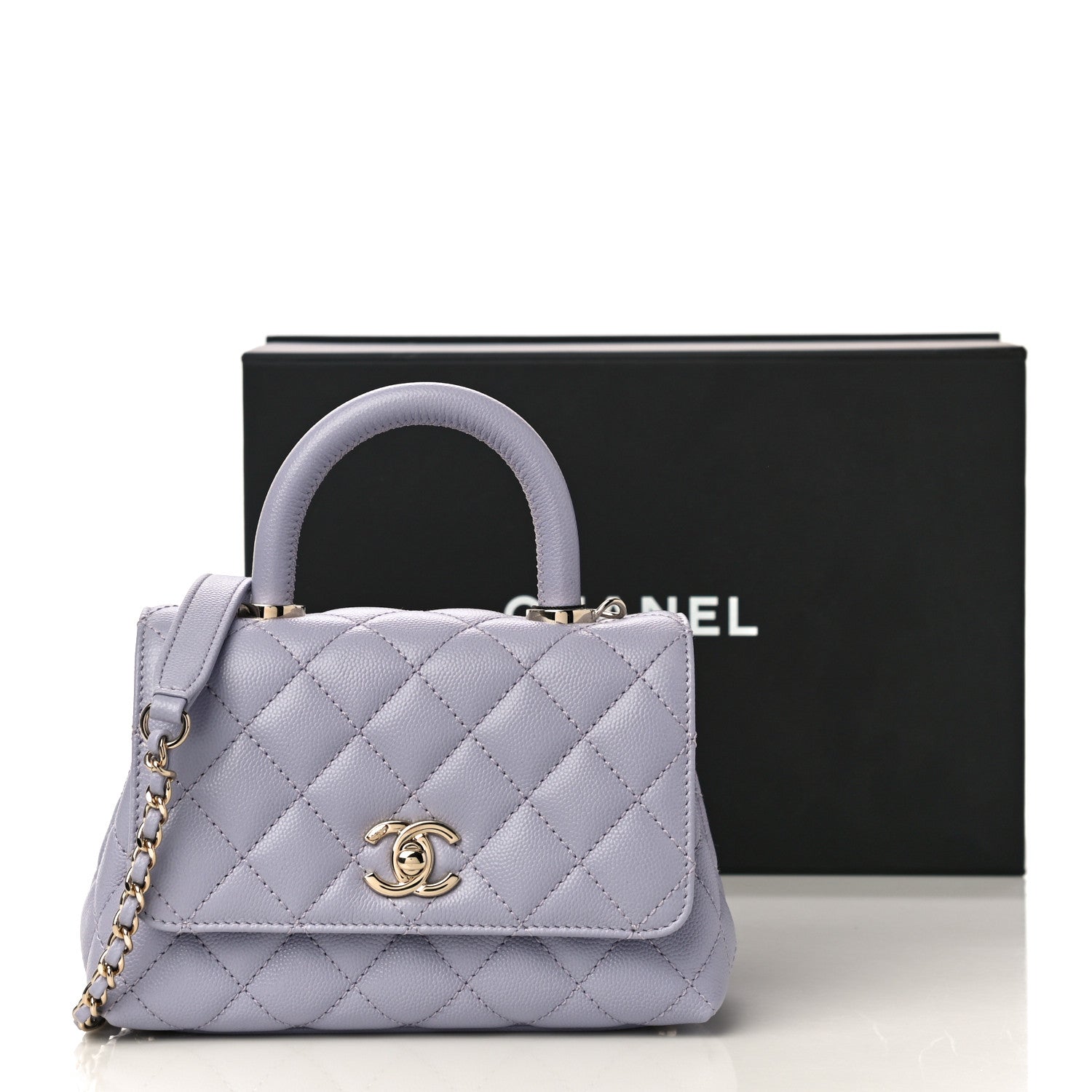 Chanel Caviar Quilted Extra Mini Coco Handle Flap Light Purple 10 of 10