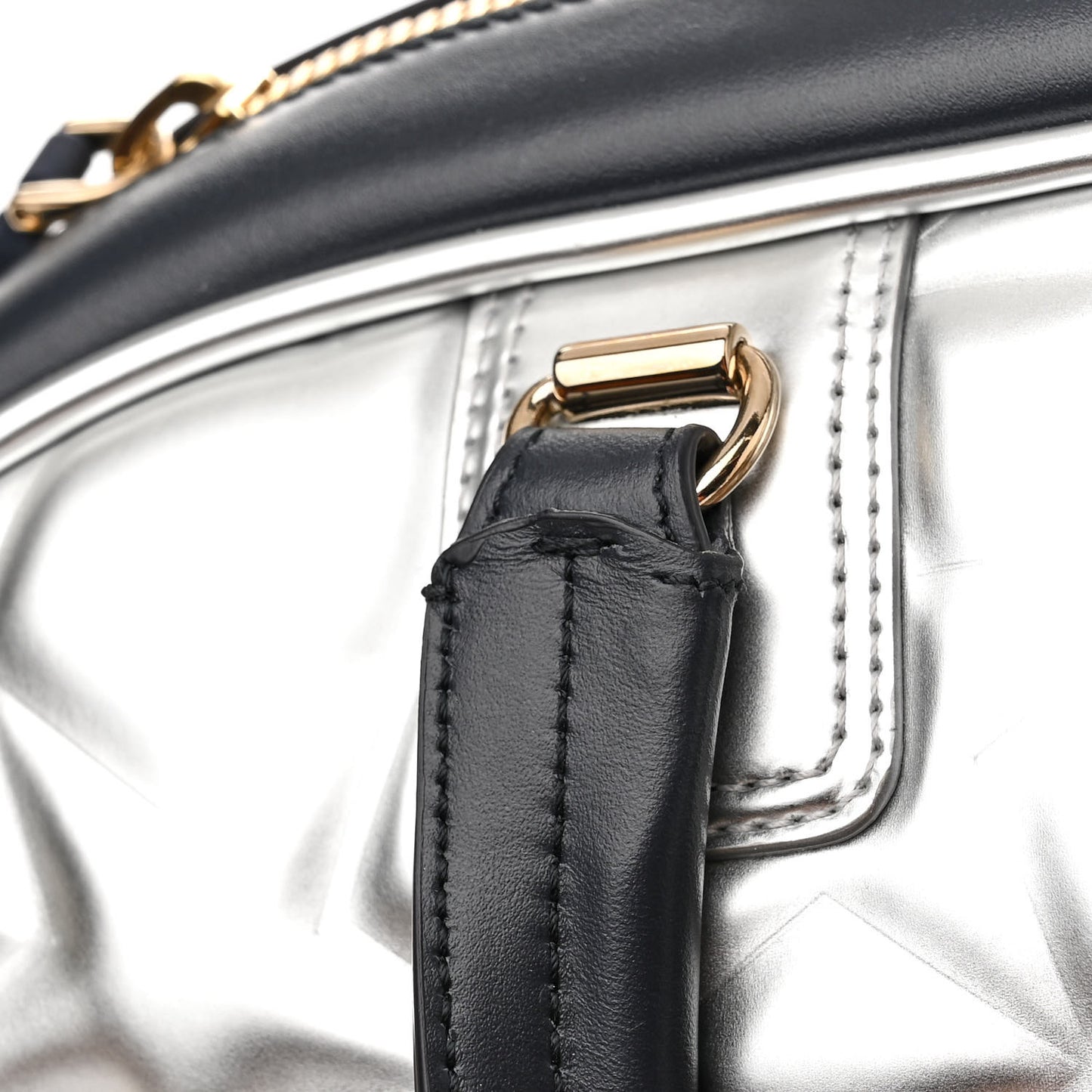 Padded Etoile Calfskin Embossed Medium Dior Vibe Zip Bowling Bag Silver Black