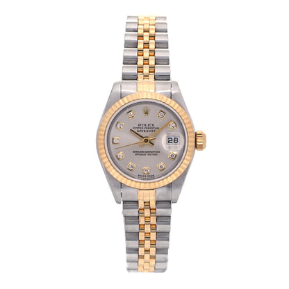 Rolex Stainless Steel 18K Yellow Gold Diamond 26mm Oyster Perpetual Datejust Watch Silver 79173 1 of 5