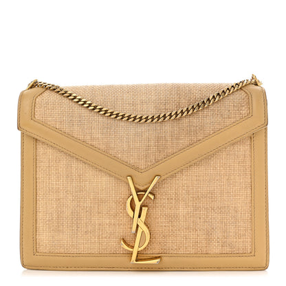 Saint Laurent Canvas Calfskin Classic Monogram Cassandra Clasp Bag Grege Brown Gold 1 of 12