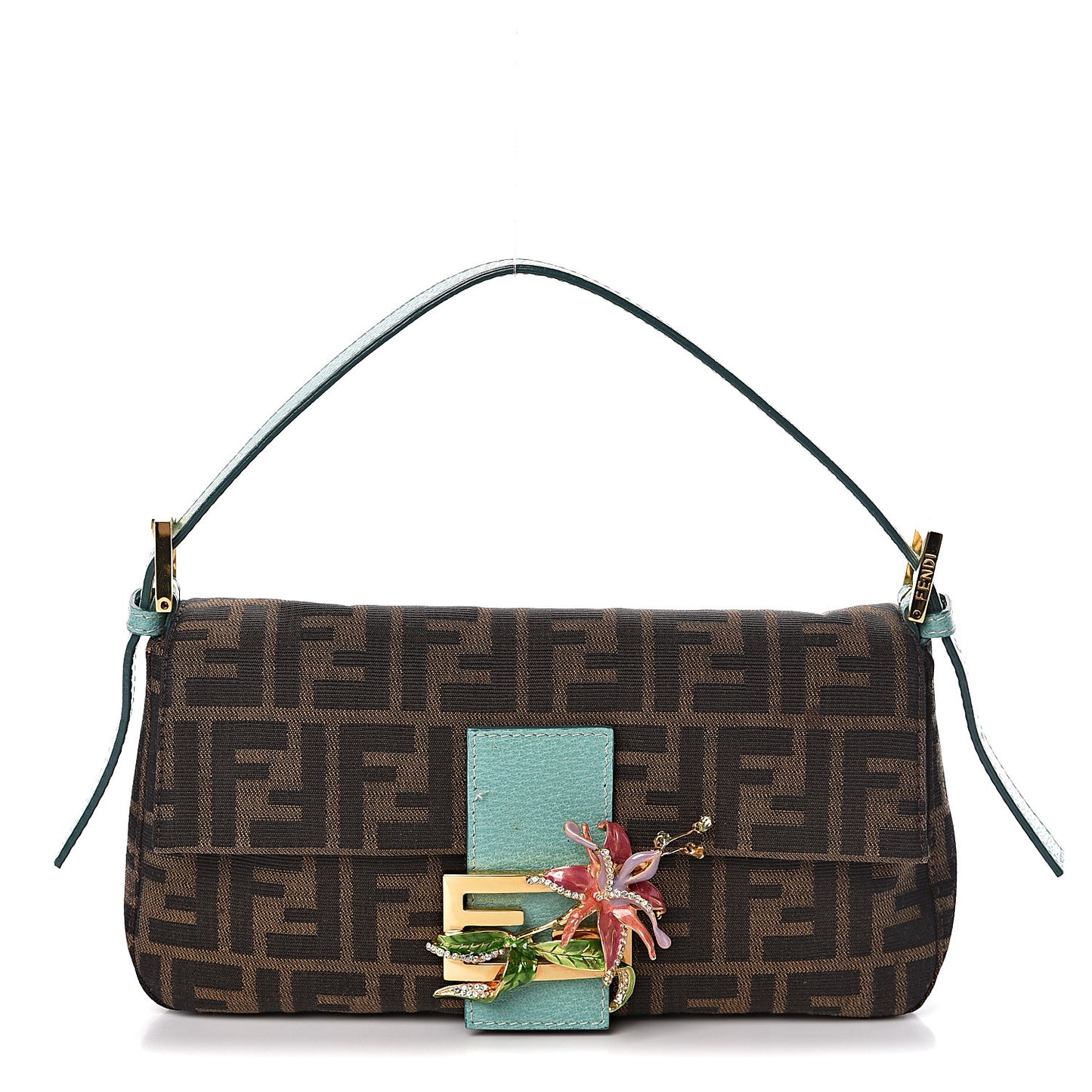 Zucca Crystal Flower Baguette Tobacco Turquoise