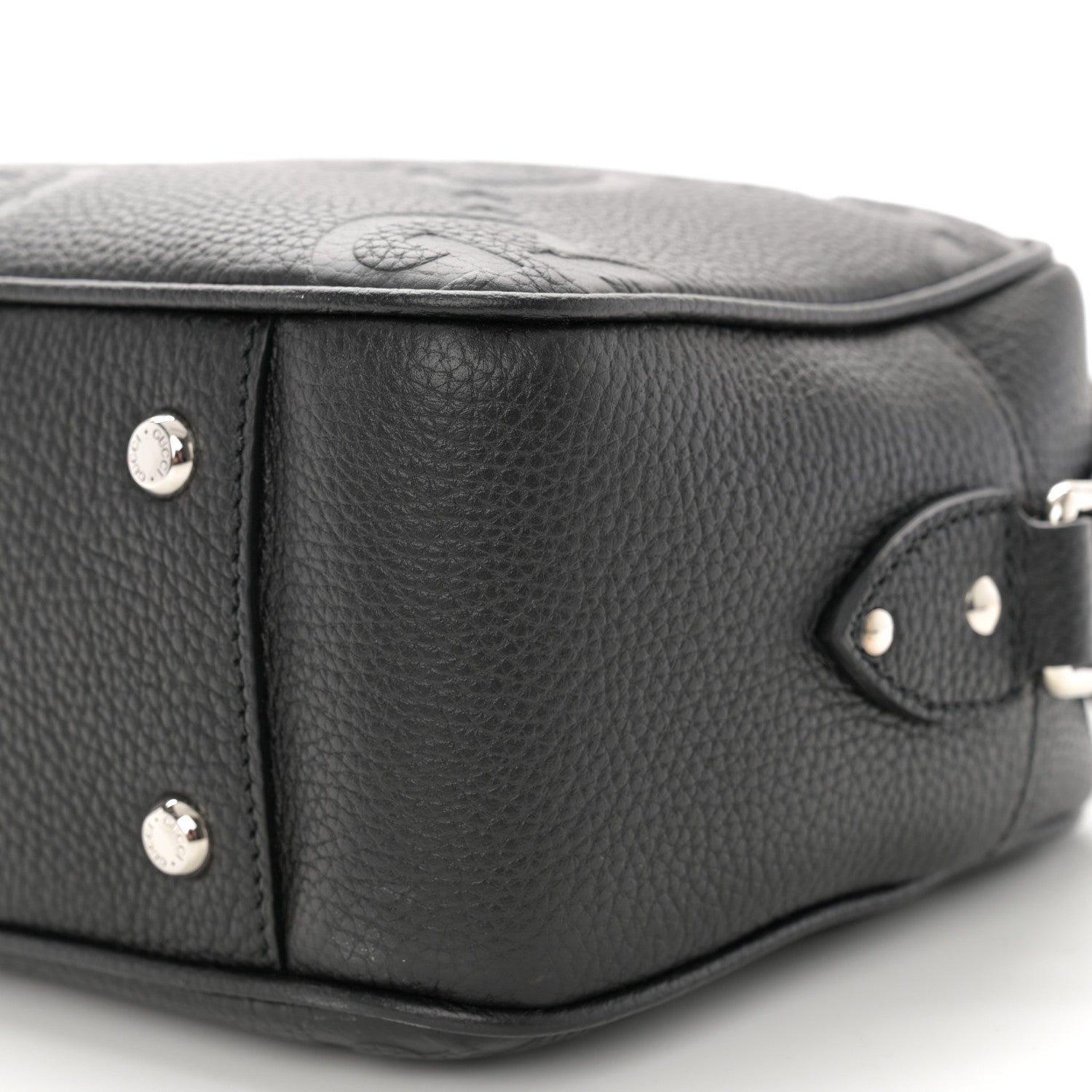 Gucci Piuma Calfskin Jumbo GG Embossed Medium Messenger Bag Black 10 of 10