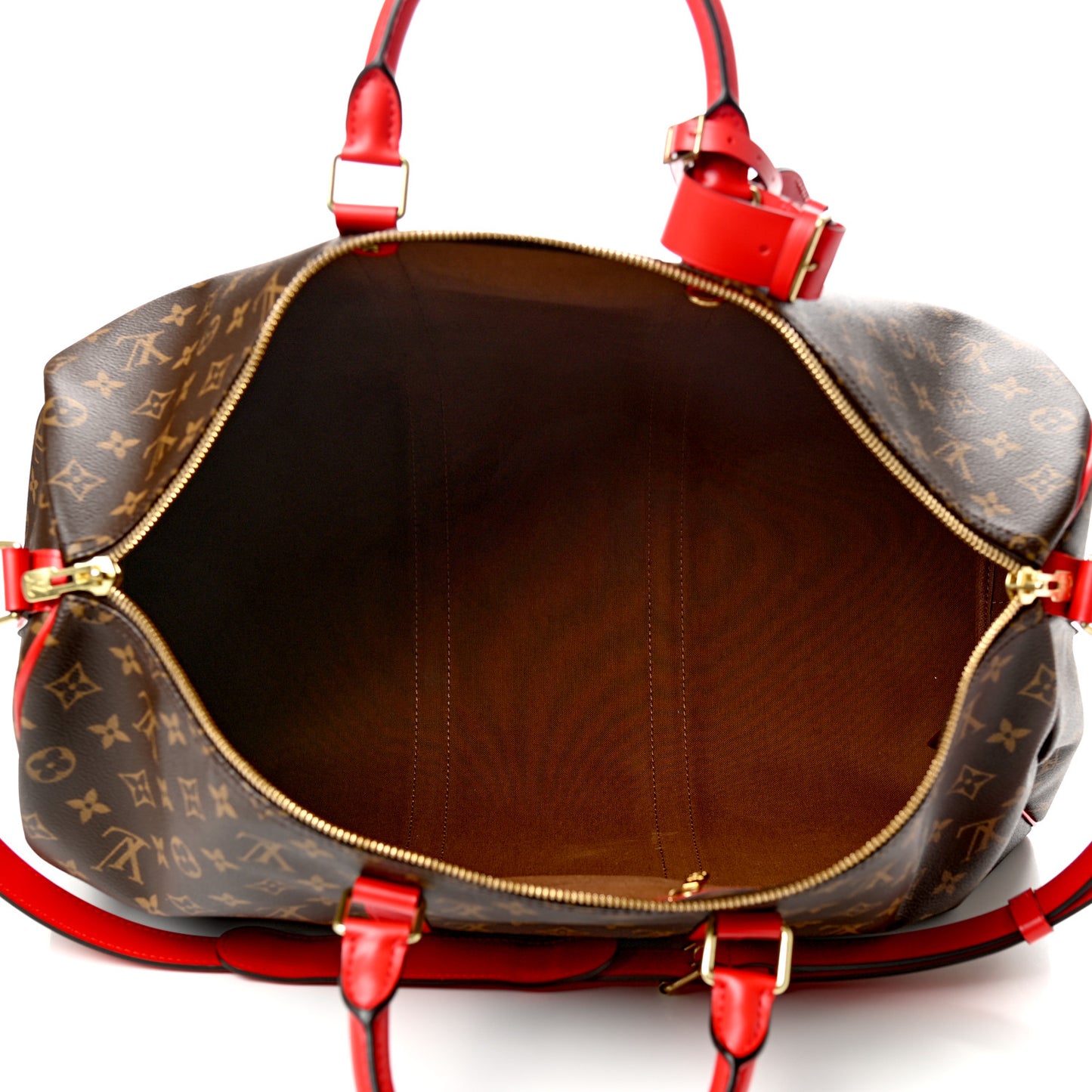 Calfskin Monogram Keepall Bandouliere 50 Coquelicot