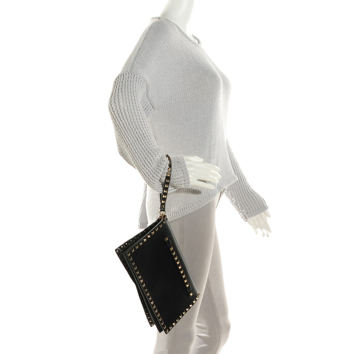 Valentino Garavani Nappa Rockstud Wristlet Clutch Black 2 of 7