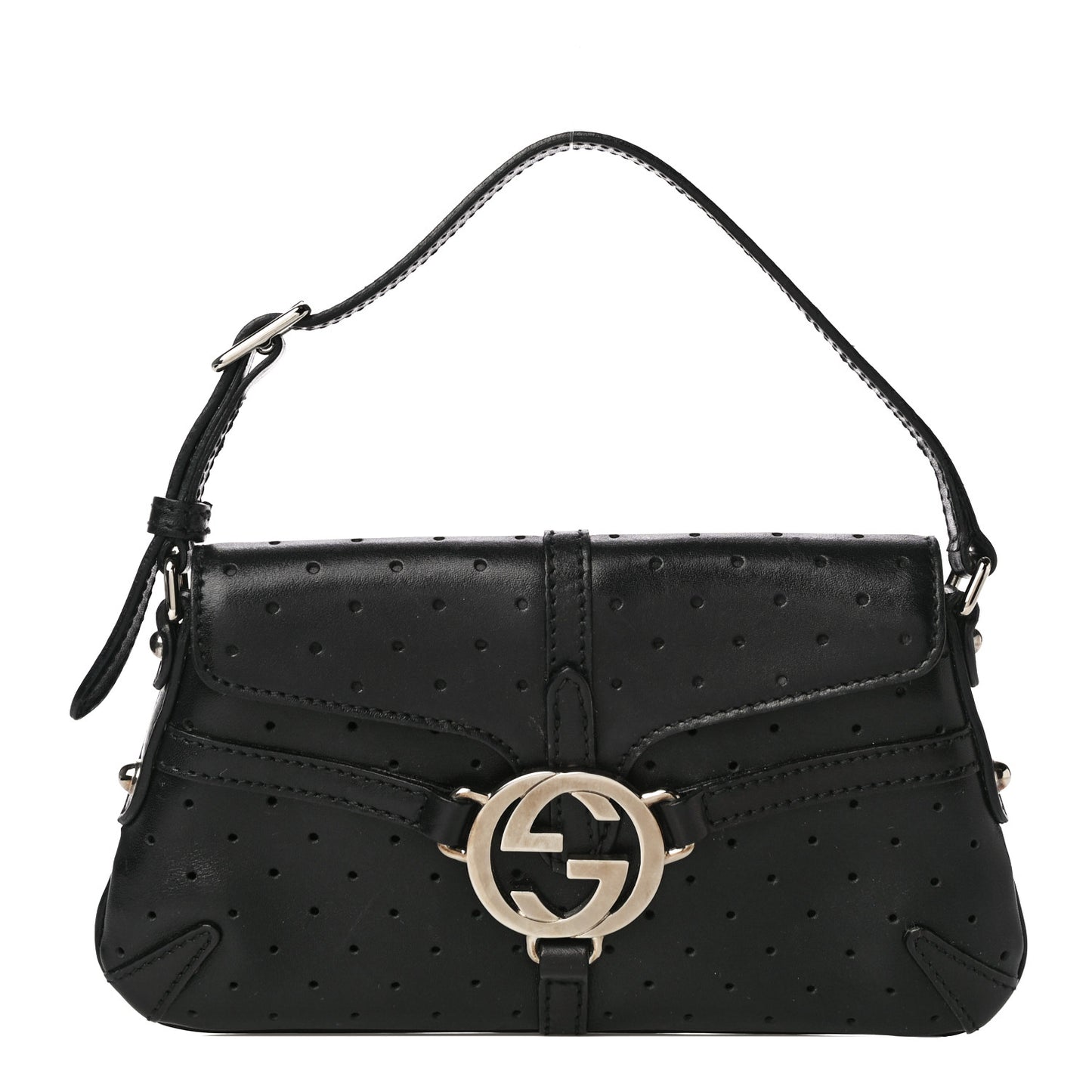 Calfskin Perforated GG Pochette Black