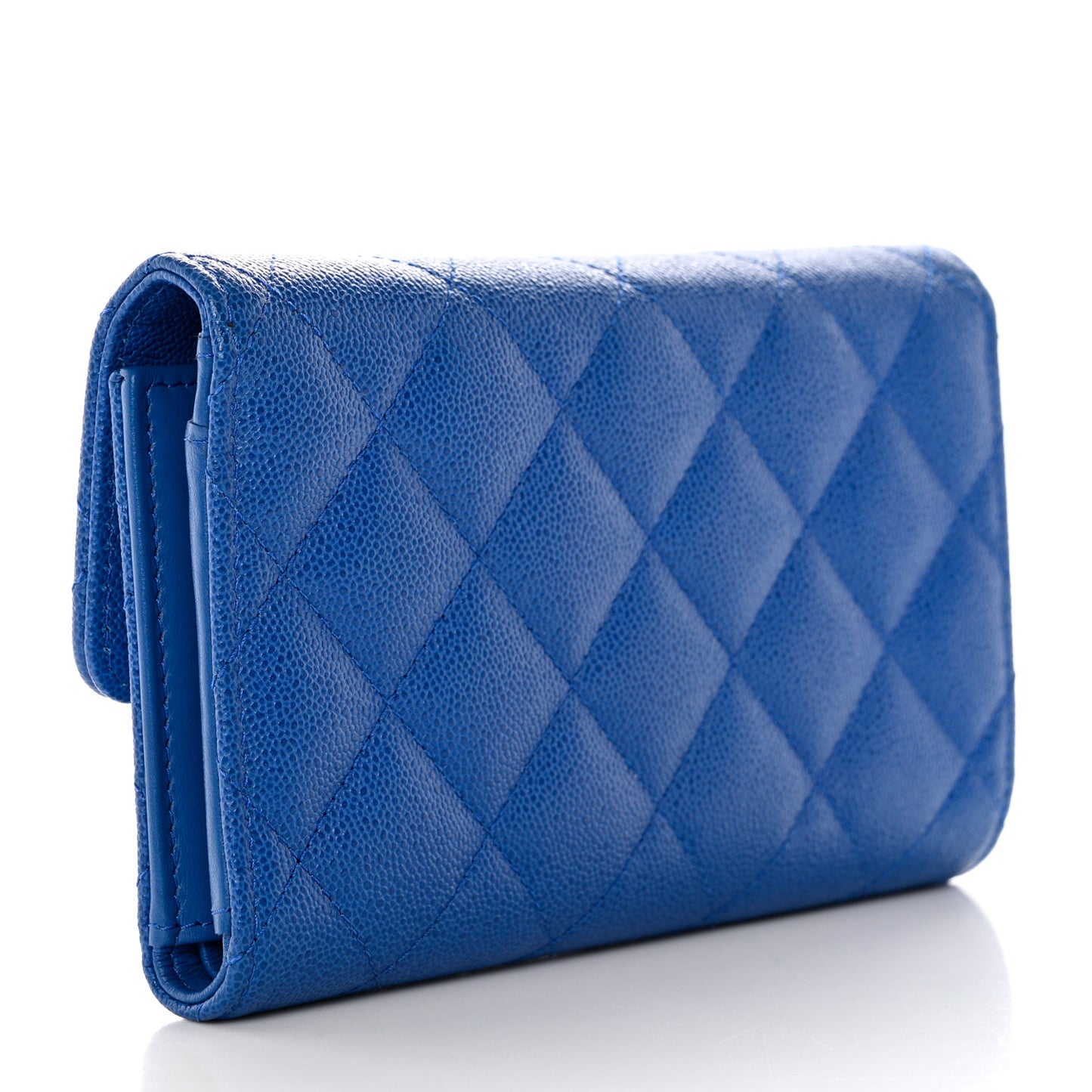 Caviar Quilted Studded CC Medium Flap Wallet Blue