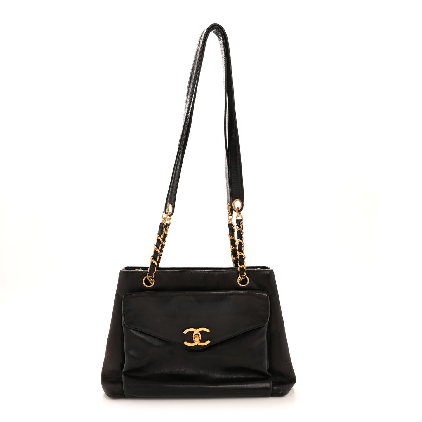 Lambskin Flap Shoulder Bag Black