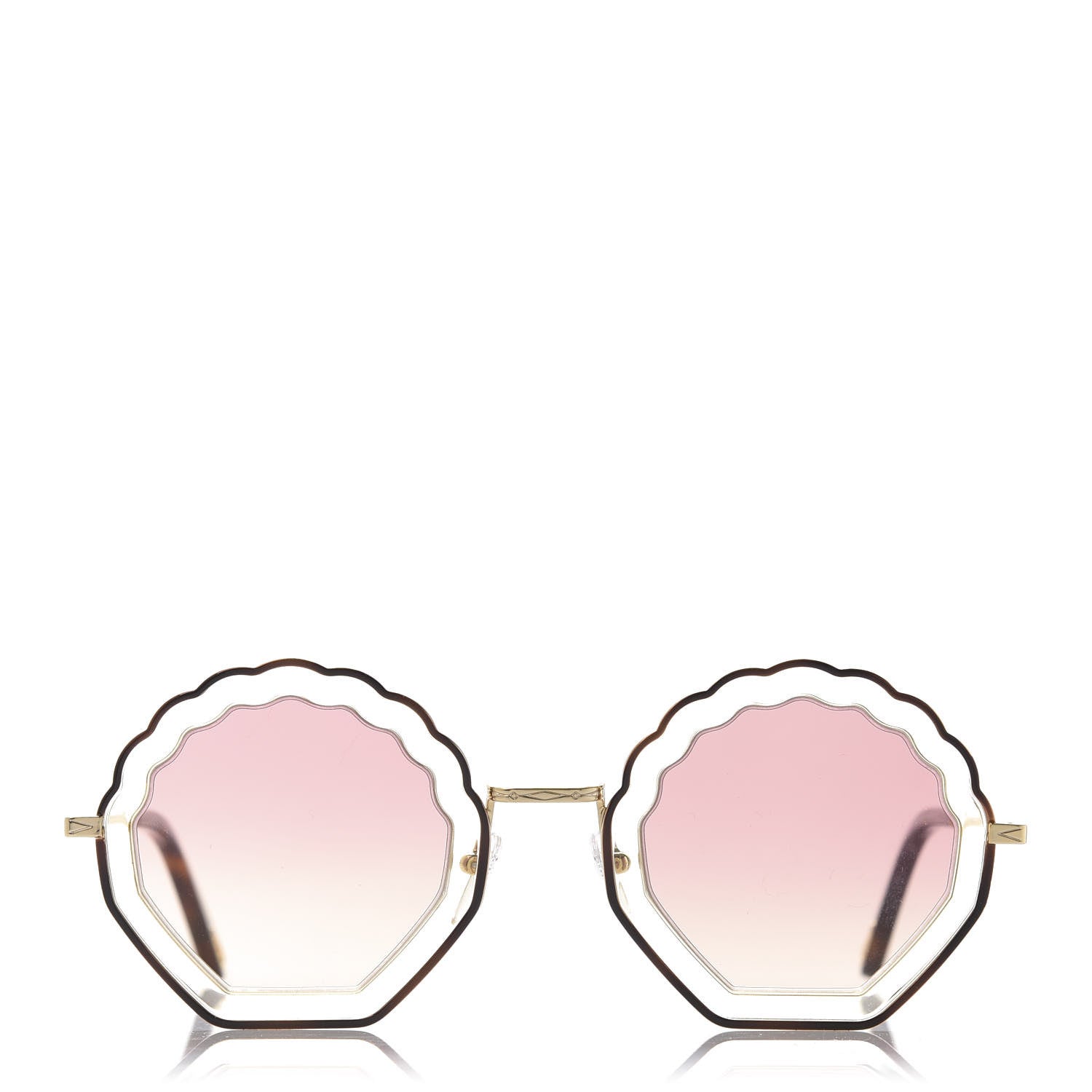 Chloe Scalloped Sunglasses CE147S Gold Pink 2 of 8