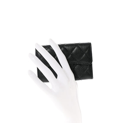 Chanel Caviar Quilted Flap Card Holder Wallet Black 2 of 9