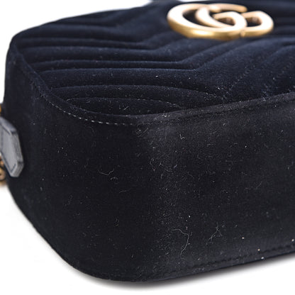 Gucci Velvet Matelasse Small GG Marmont Chain Shoulder Bag Black 9 of 10
