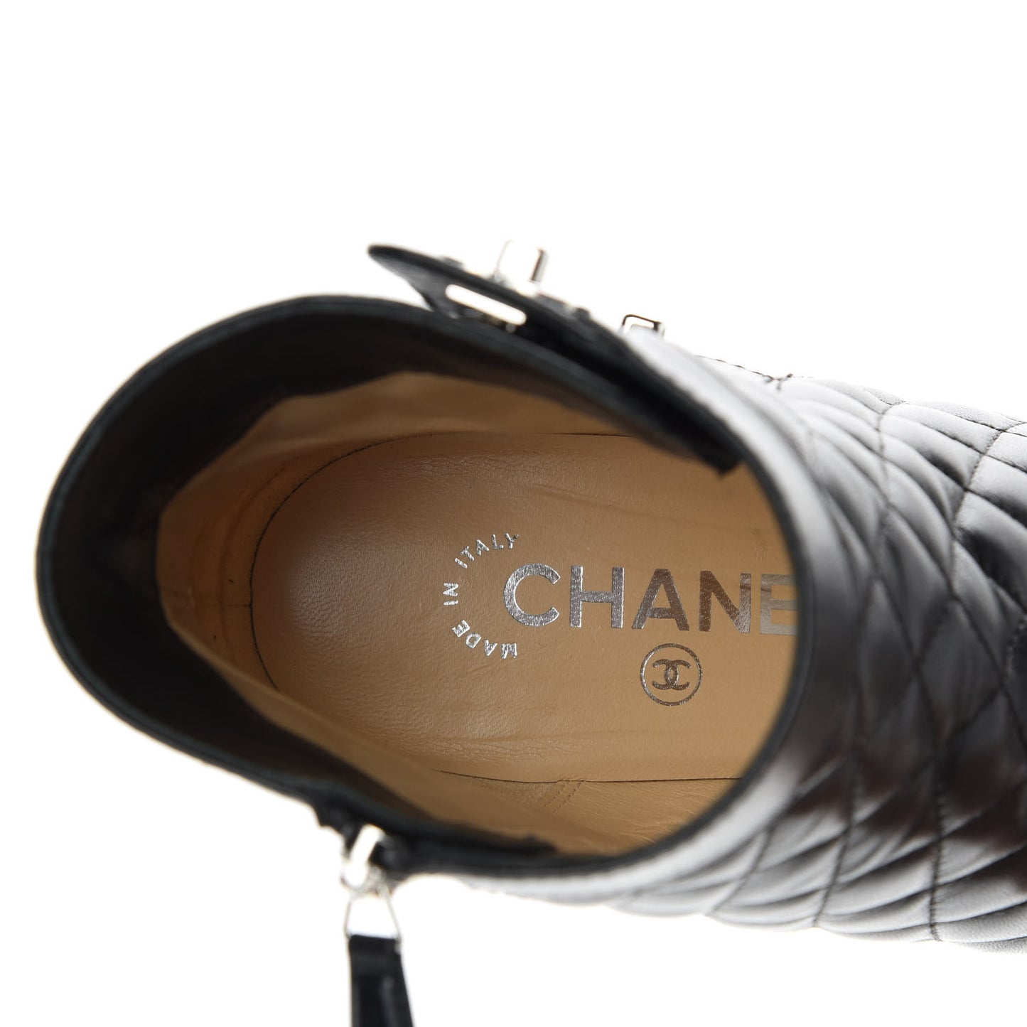 Lambskin Quilted Turnlock Boots 38.5 Black