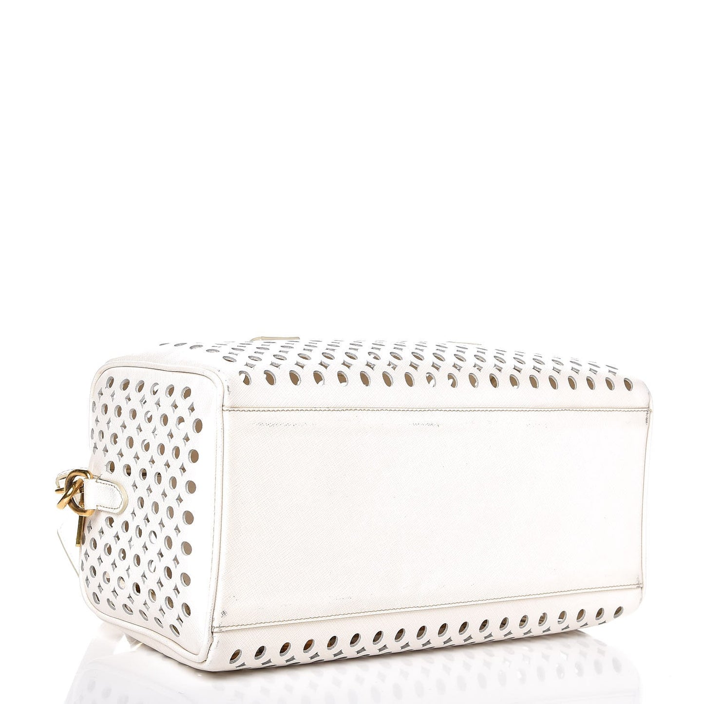 Saffiano Perforated Satchel White